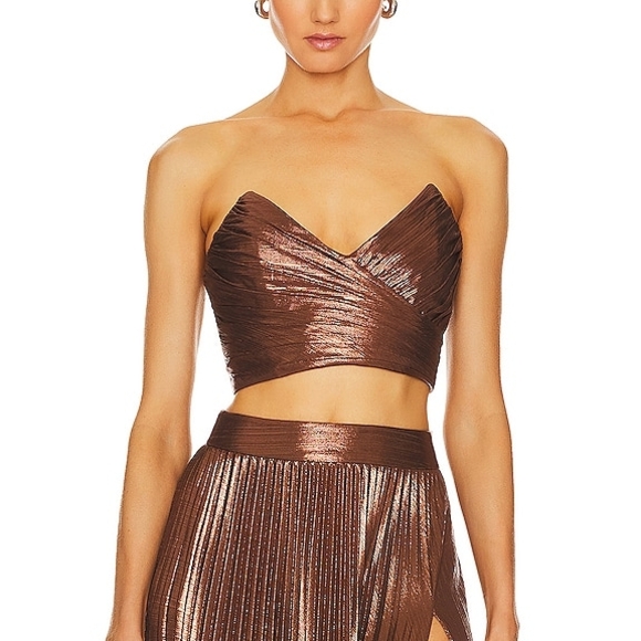 Retrofete Strapless Metallic Brown Dress - Picture 1 of 2
